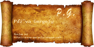 Páva Gergely névjegykártya